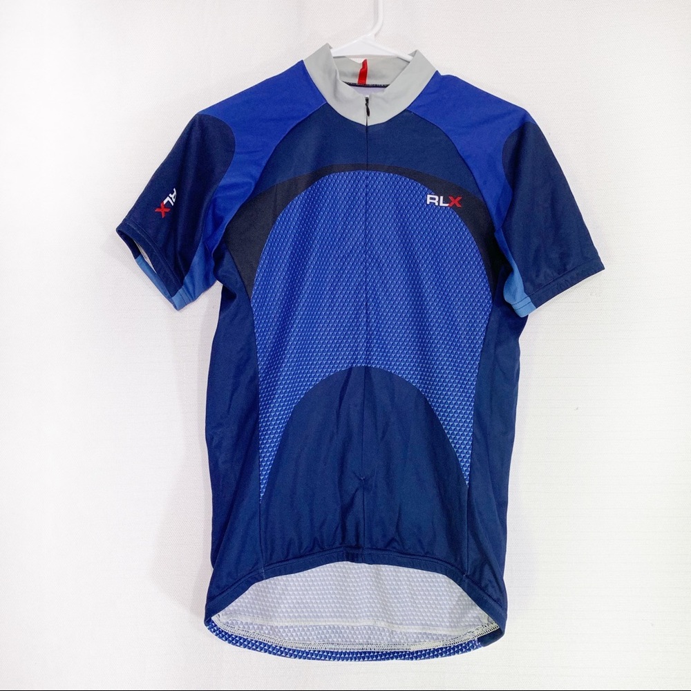Polo Sport Blue Cycling Biker Shirt Small Half Zip